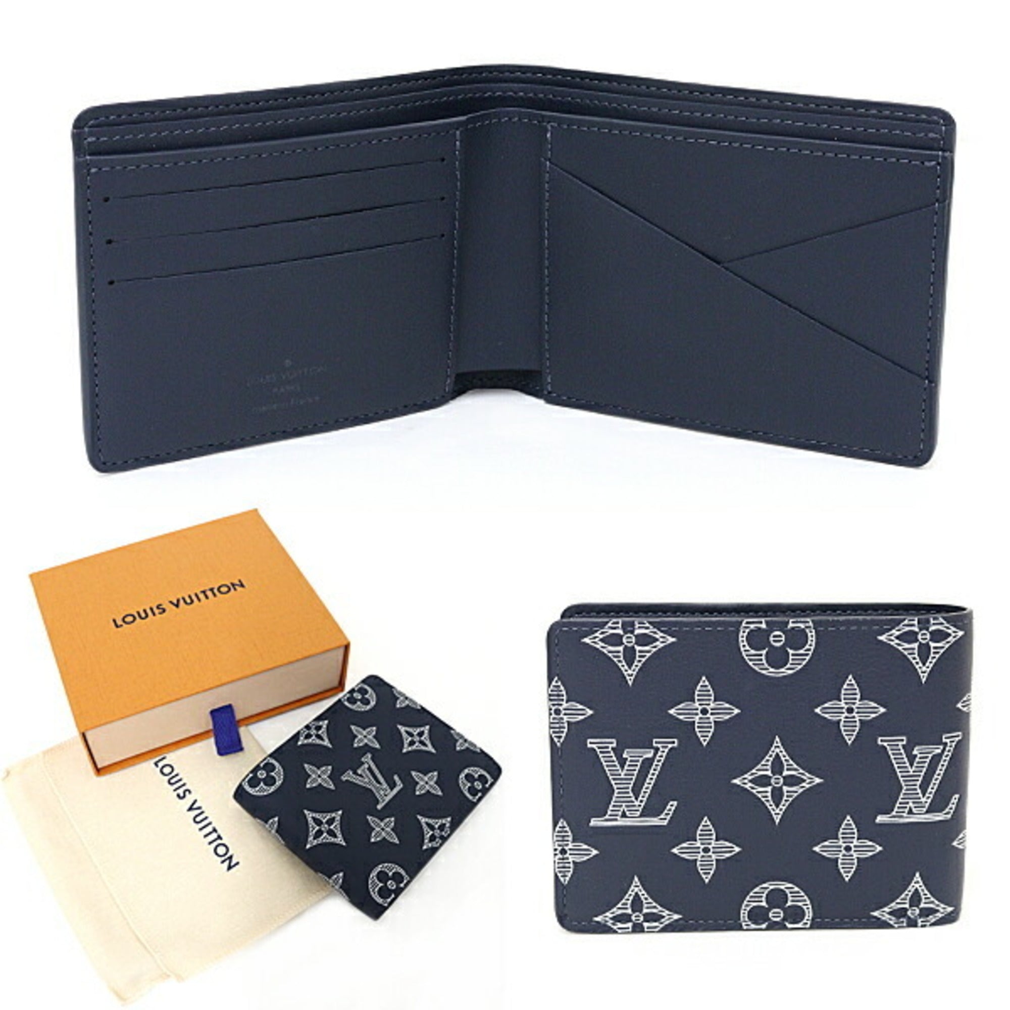 Louis Vuitton Navy Blue Monogram Shadow Wallet