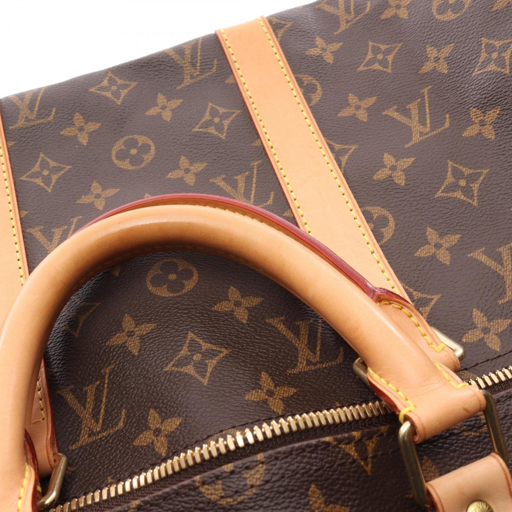 Louis Vuitton Brown Coated Canvas Leather Boston Bag