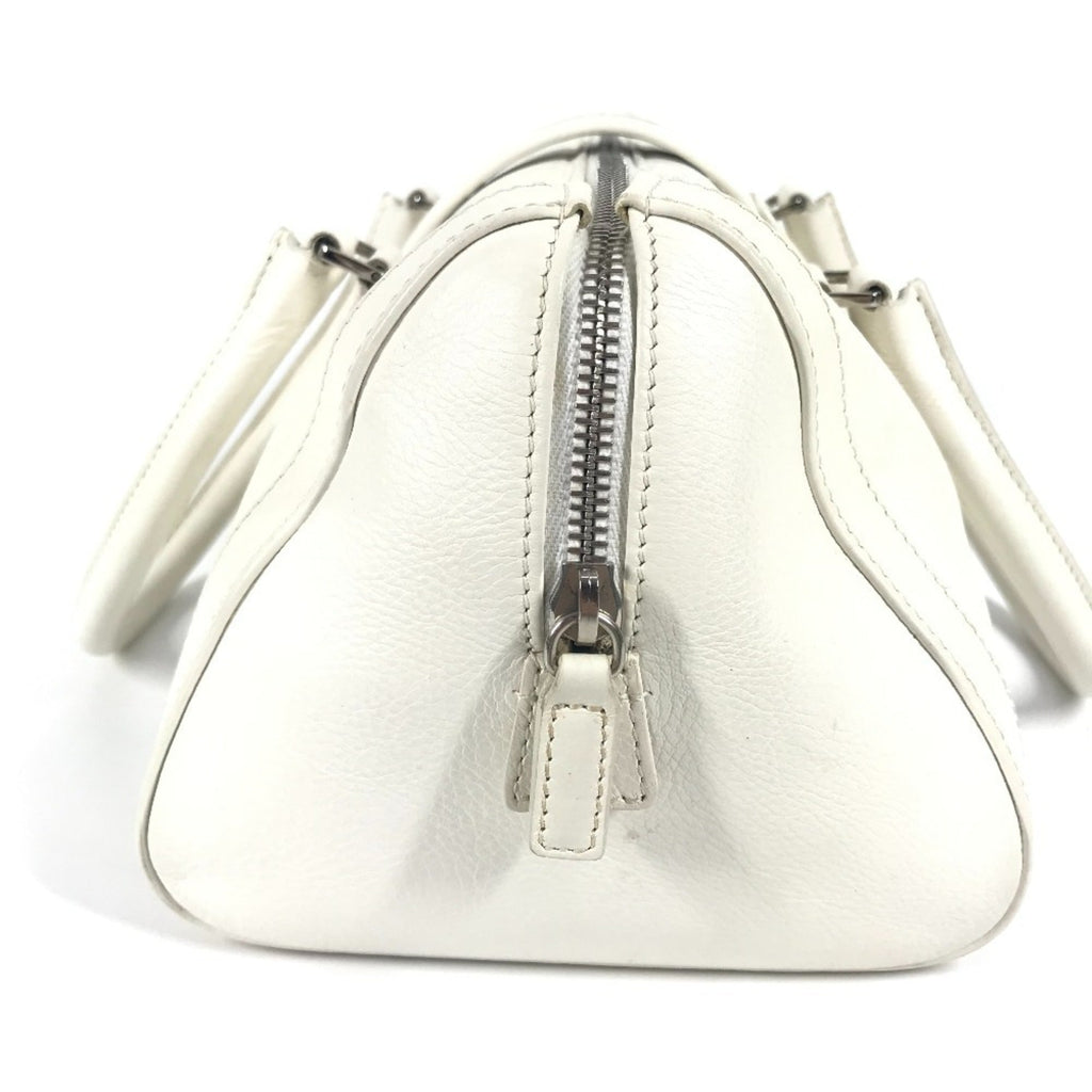 Christian Dior White Leather Boston Bag Handbag (Pre-Owned)