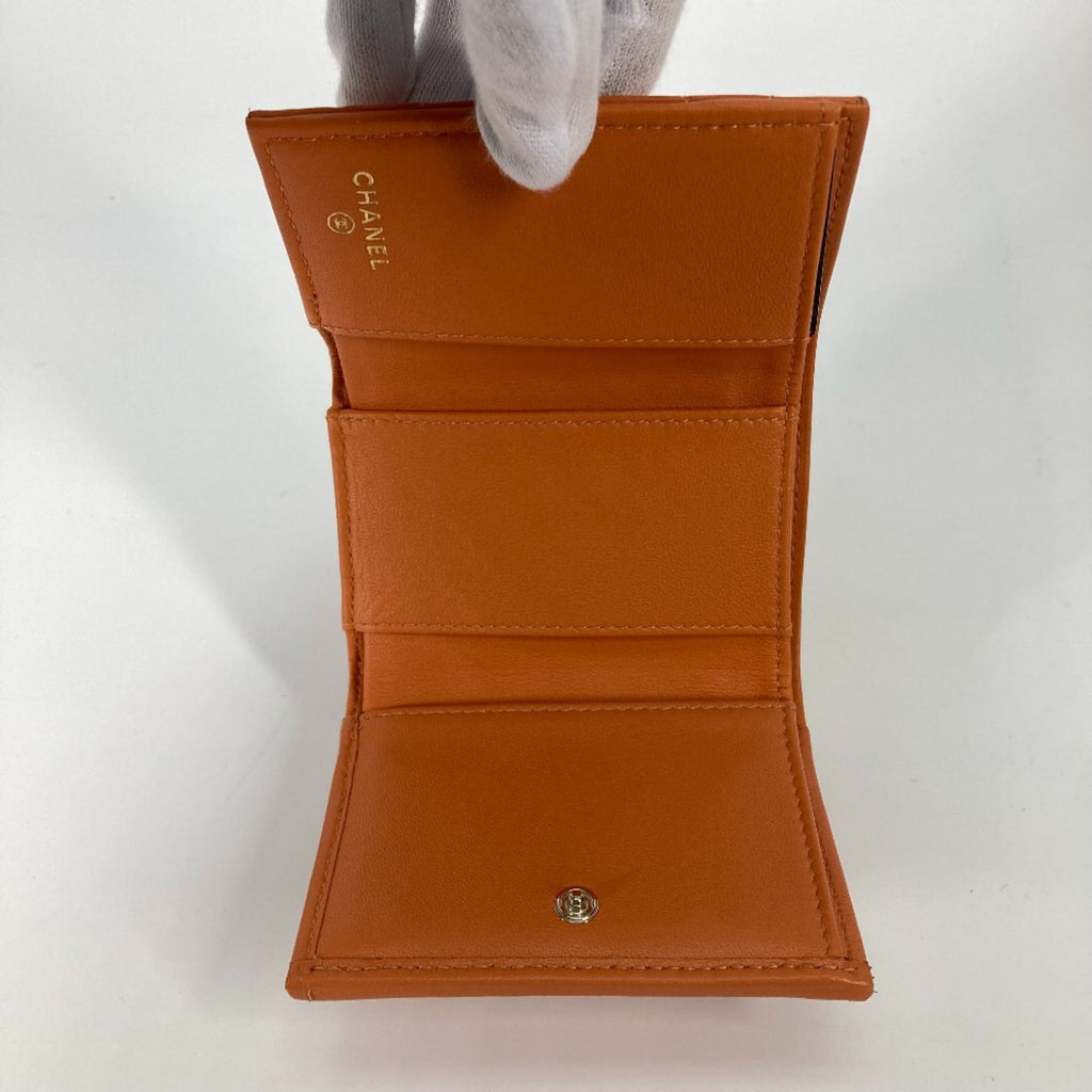 Chanel Orange Leather Wallet (Tri-Fold)