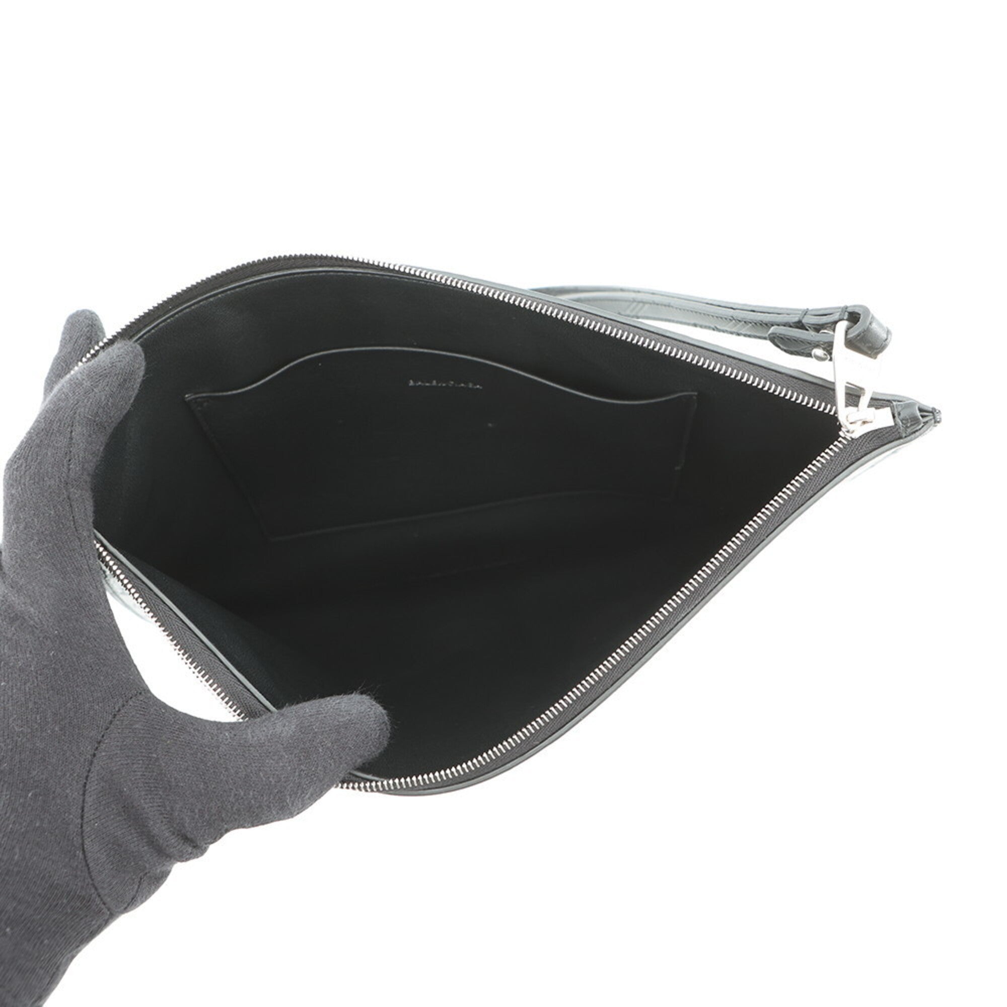 Balenciaga Black Leather Clutch Bag Handbag Pouch