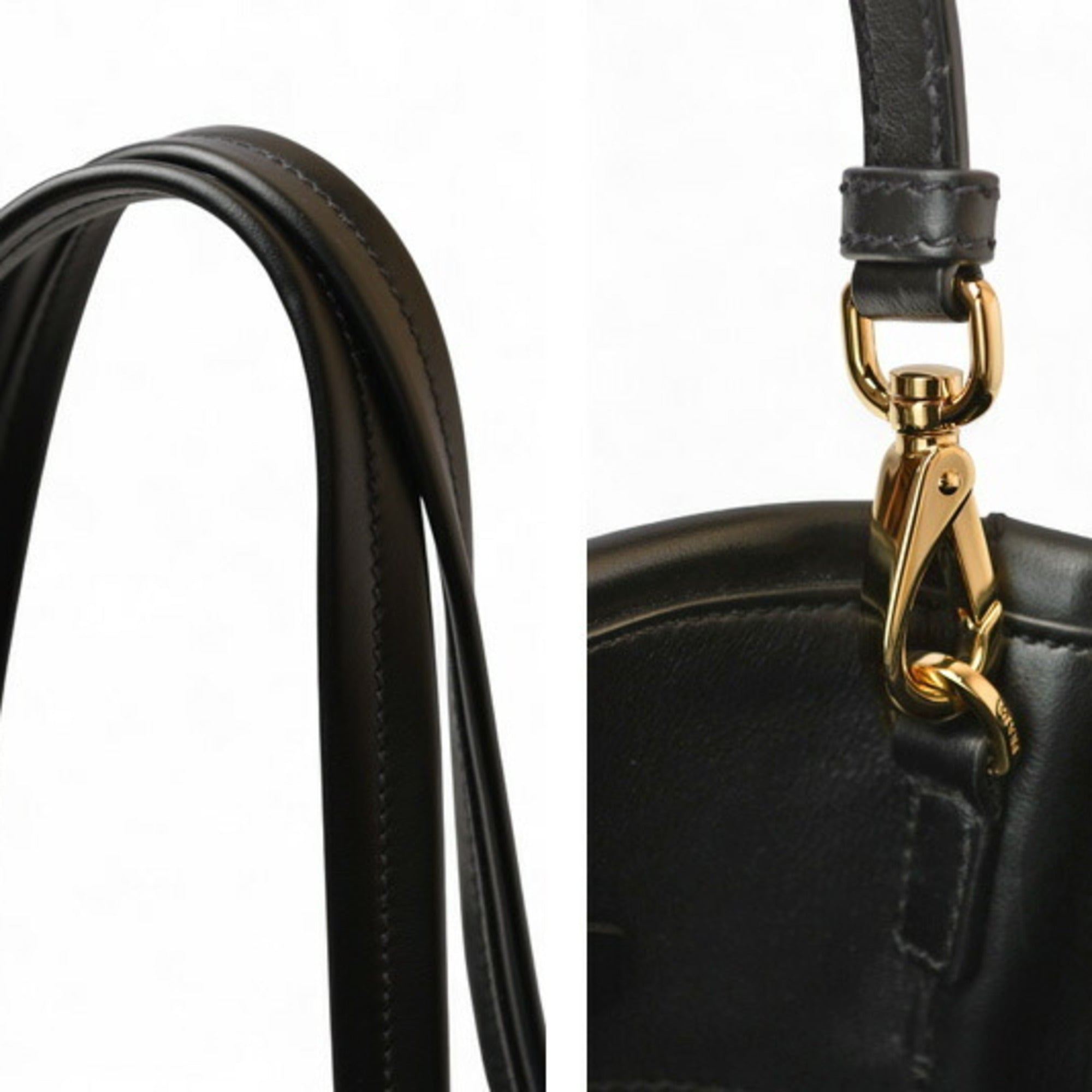 Prada Black Nylon Leather Handbag Shoulder Bag Tote Bag