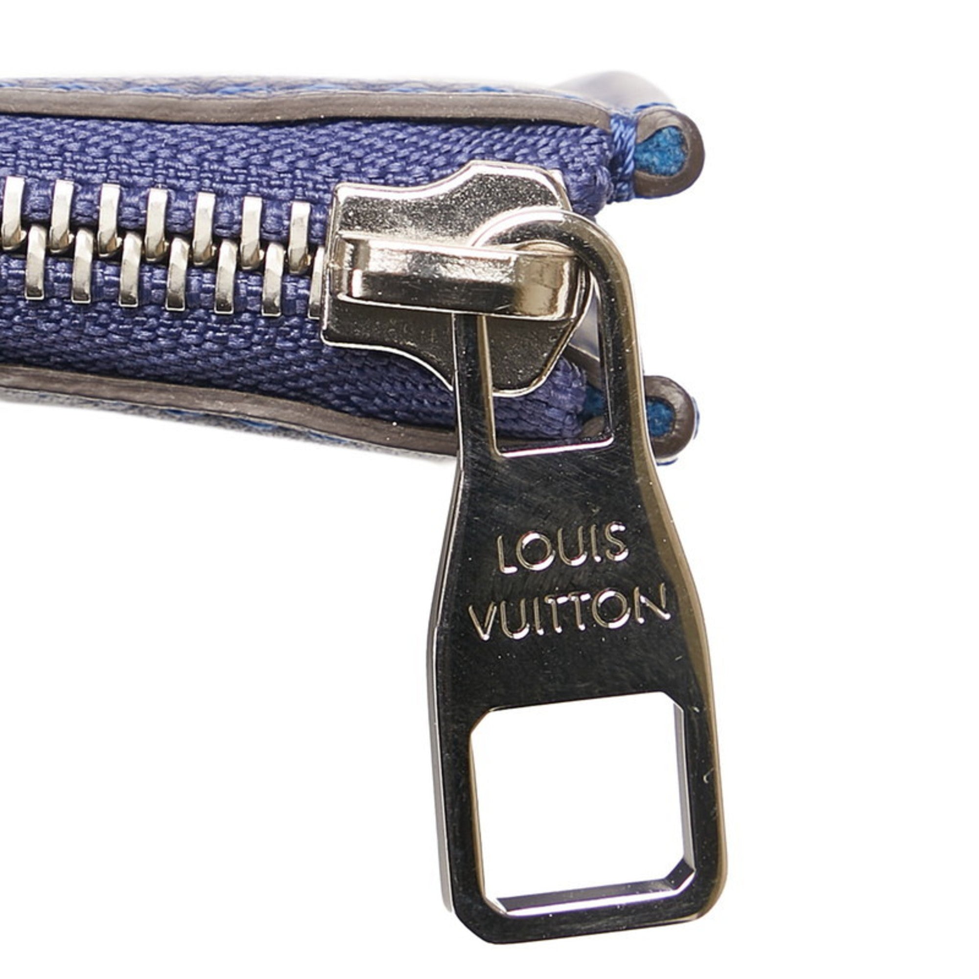 Louis Vuitton Navy Leather Clutch Bag