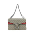 Gucci Beige Red Color Gg Supreme Canvas Suede Shoulder Bag (Pre-Owned)