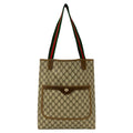 Gucci Brown Green Red Color Pvc Leather Handbag Tote Bag (Pre-Owned)