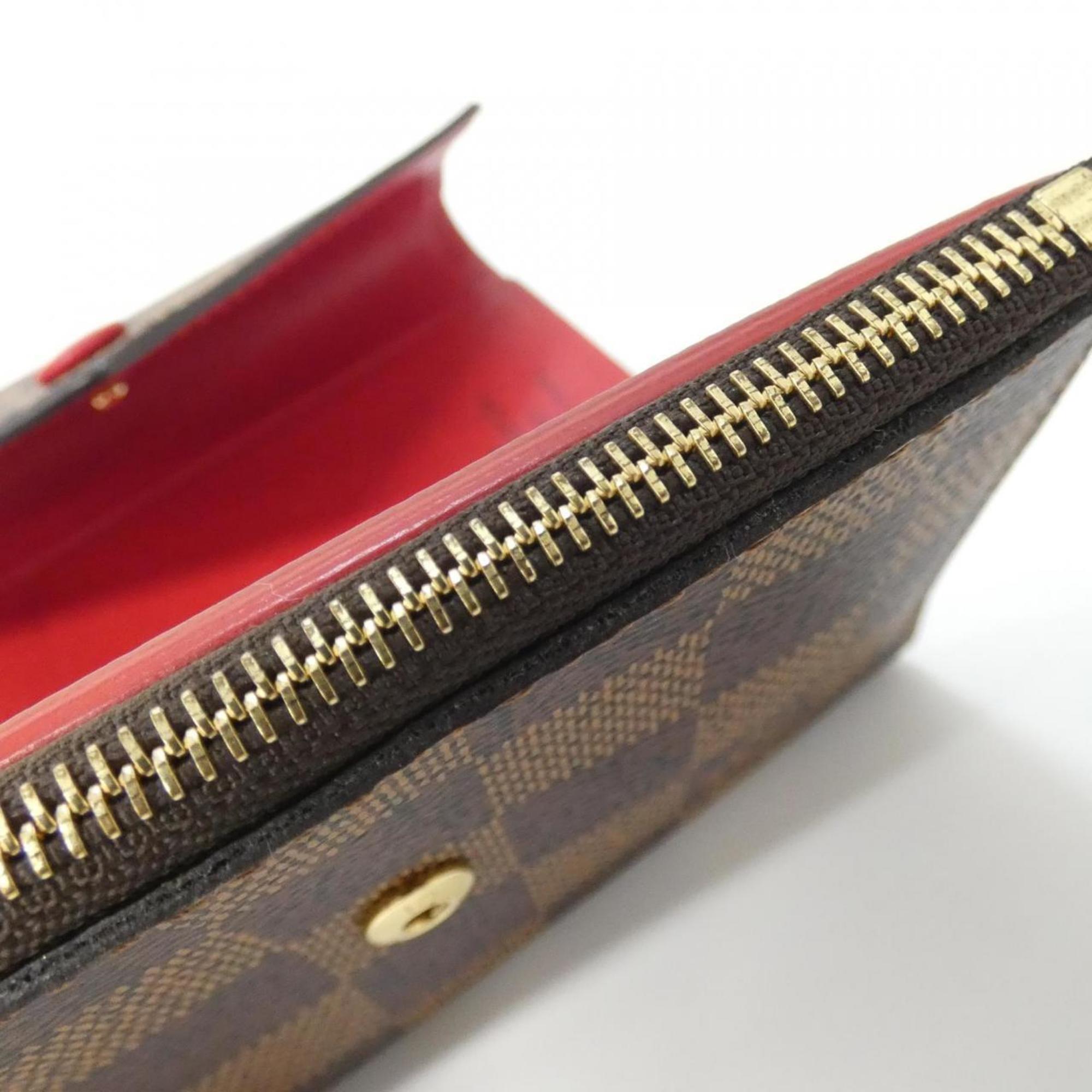 Louis Vuitton Ebene Rouge Coated Canvas Wallet (Tri-Fold)