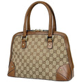 Gucci Gg Canvas Brown Gg Canvas Leather Handbag (Pre-Owned)