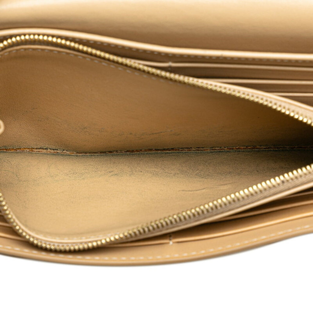 Celine Beige Leather Long Wallet (Bi-Fold)