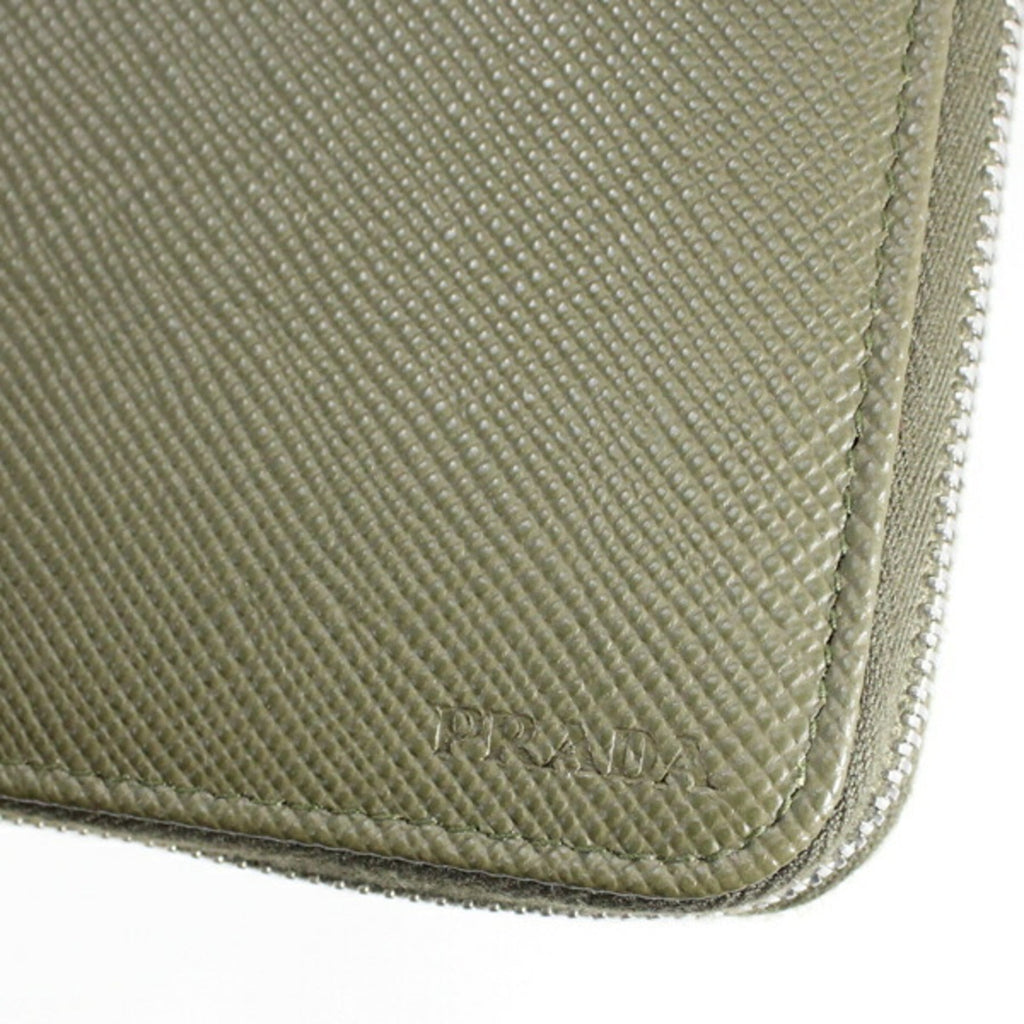 Prada Khaki Saffiano Long Wallet (Bi-Fold)