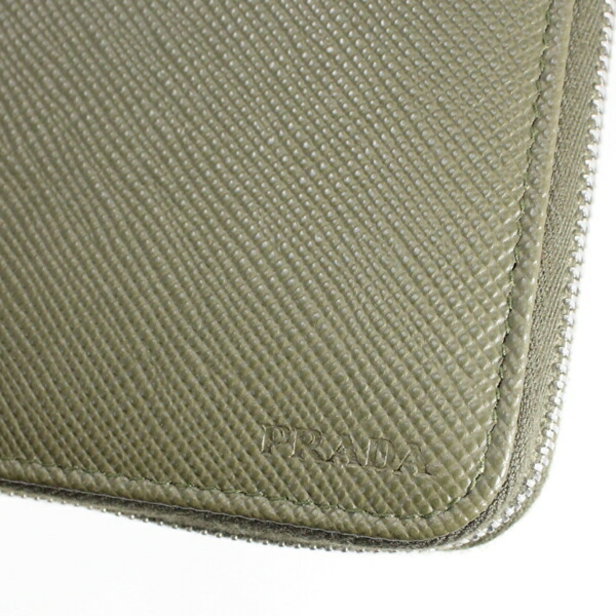 Prada Khaki Saffiano Long Wallet (Bi-Fold)