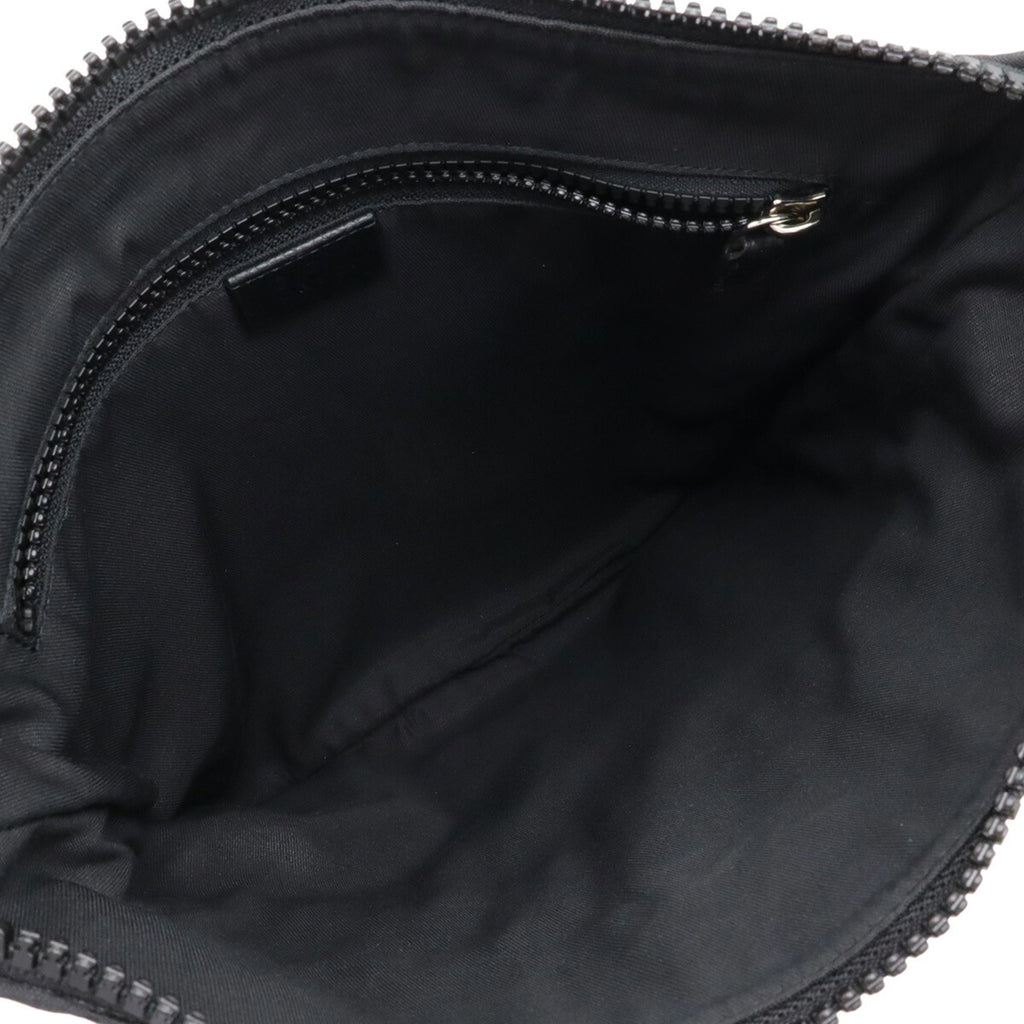Gucci Black Gray Nylon Leather Shoulder Bag (Pre-Owned)