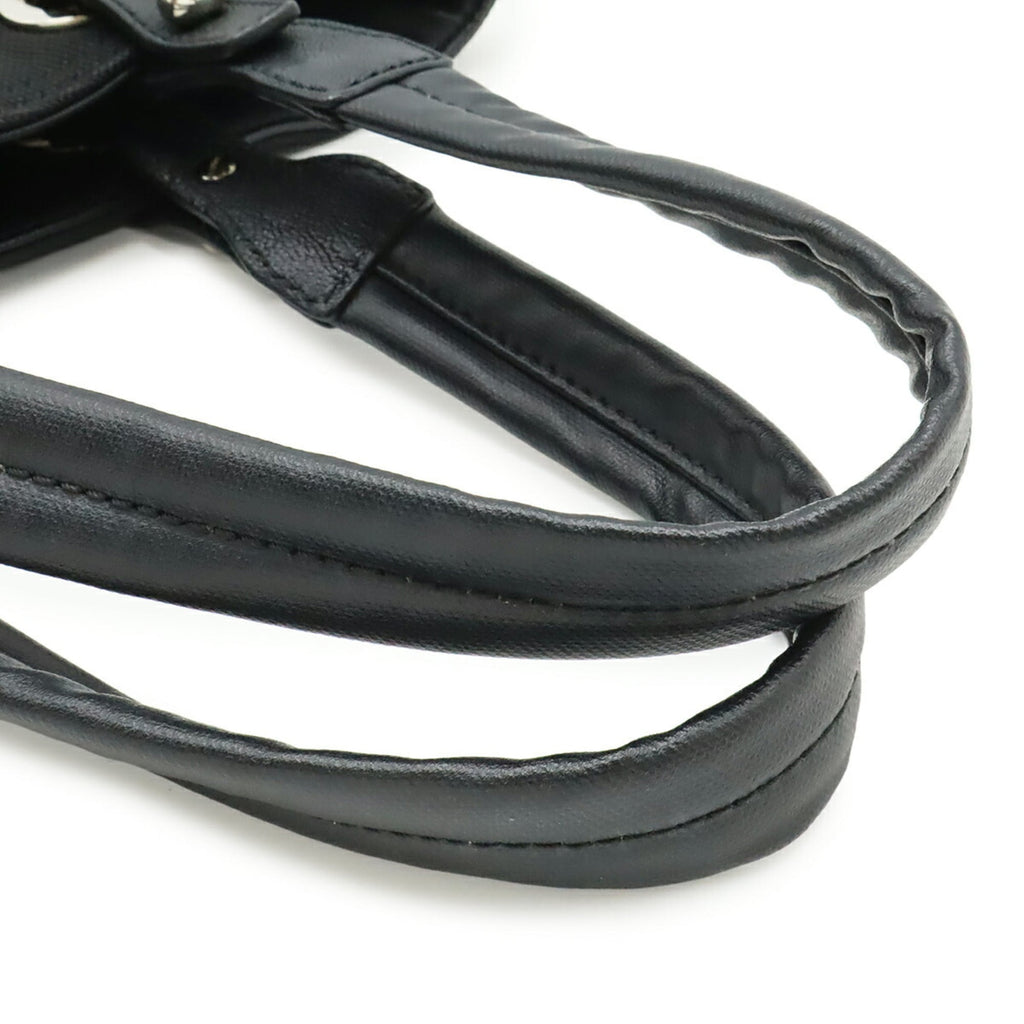 Chanel Black Coated Canvas Leather Shoulder Bag Tote Bag