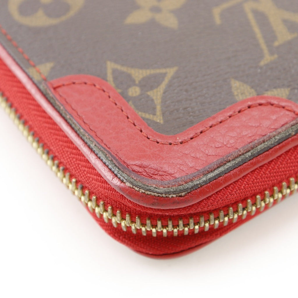 Louis Vuitton Brown Cerise Red Color Monogram Canvas Long Wallet