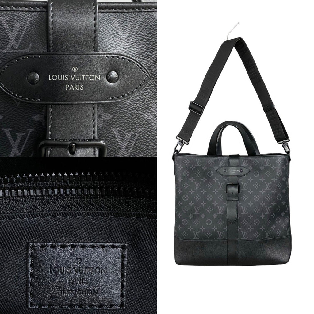 Louis Vuitton Black Leather Shoulder Bag Tote Bag