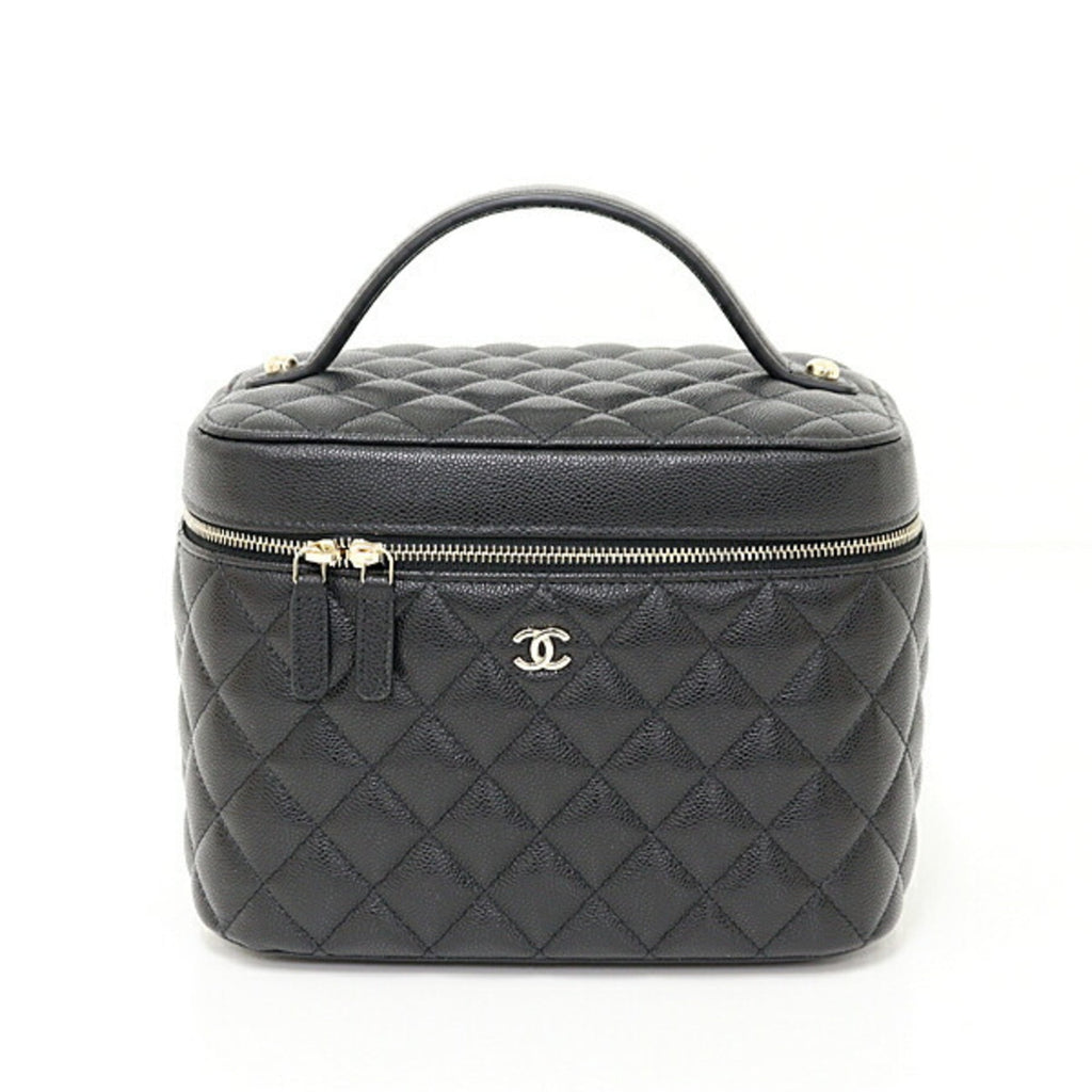 Chanel Black Grained Calfskin Handbag Vanity Bag