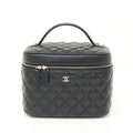 Chanel Black Grained Calfskin Handbag Vanity Bag