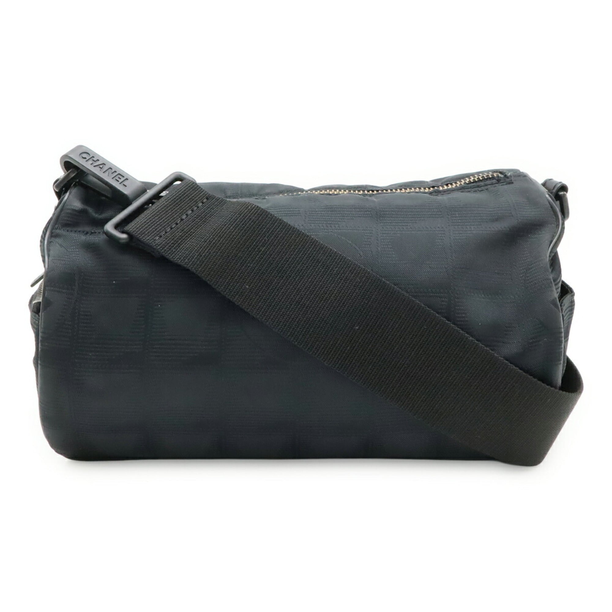 Chanel Black Nylon Jacquard Leather Shoulder Bag Sling Bag