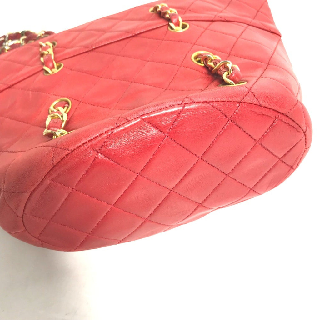 Chanel Red Leather Shoulder Bag