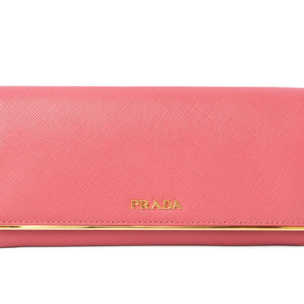 Prada Peonia Saffiano Metal Saffiano Metal Long Wallet (Bi-Fold)