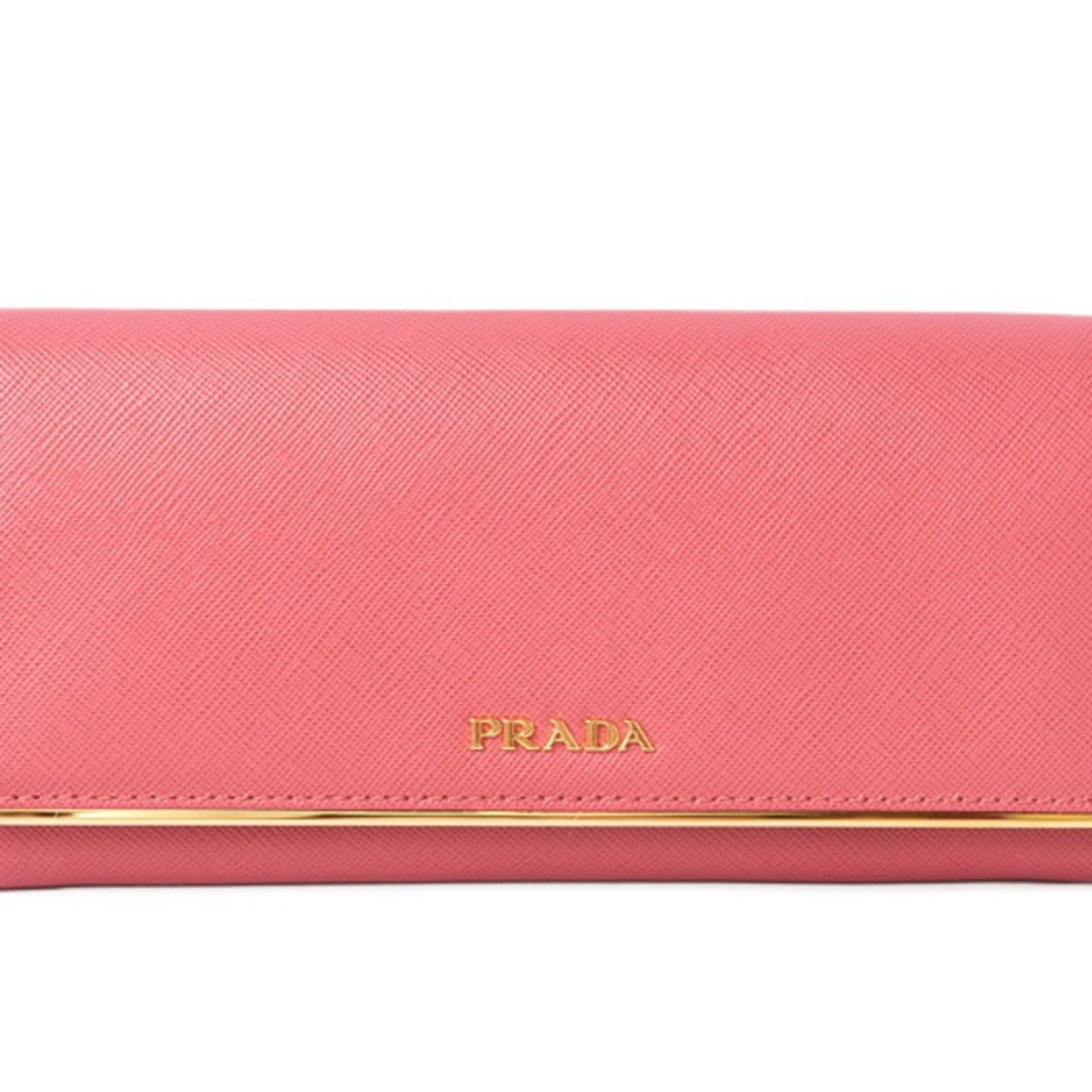 Prada Peonia Saffiano Metal Saffiano Metal Long Wallet (Bi-Fold)