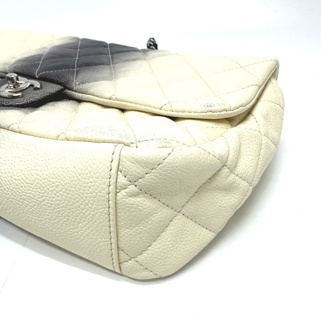 Chanel White Grained Calfskin Shoulder Bag