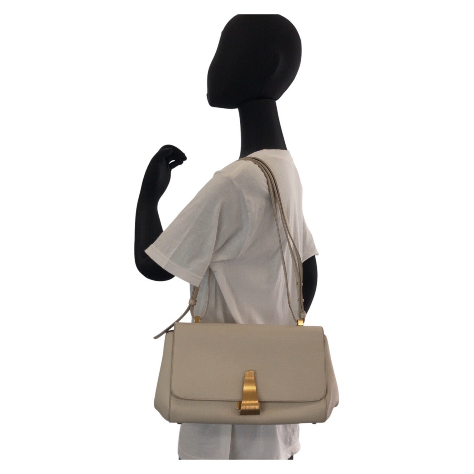 Bottega Veneta Ivory Leather Shoulder Bag