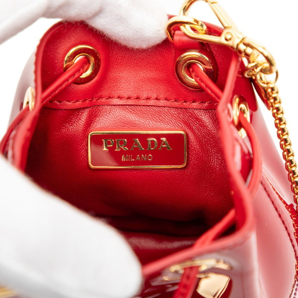 Prada Red Color Patent Leather Pouch Shoulder Bag