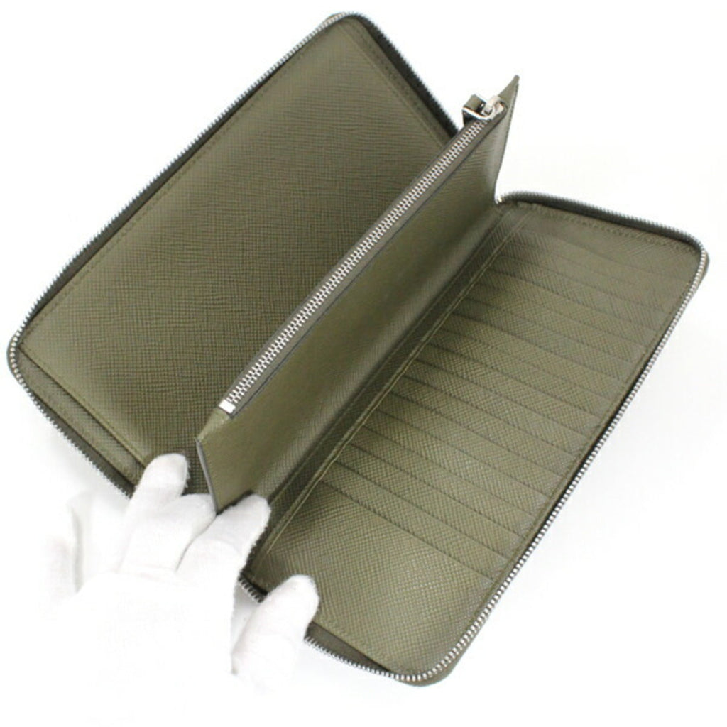 Prada Khaki Saffiano Long Wallet (Bi-Fold)