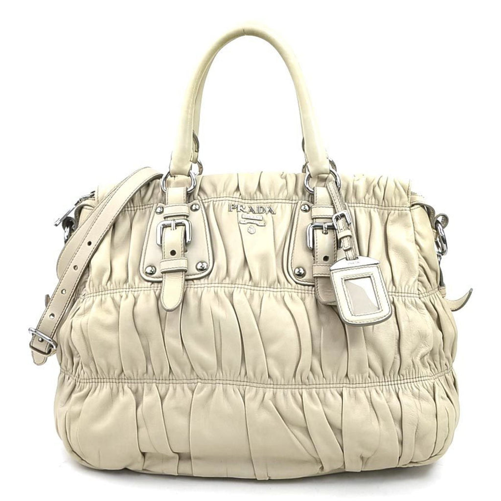 Prada Beige Leather Handbag Shoulder Bag