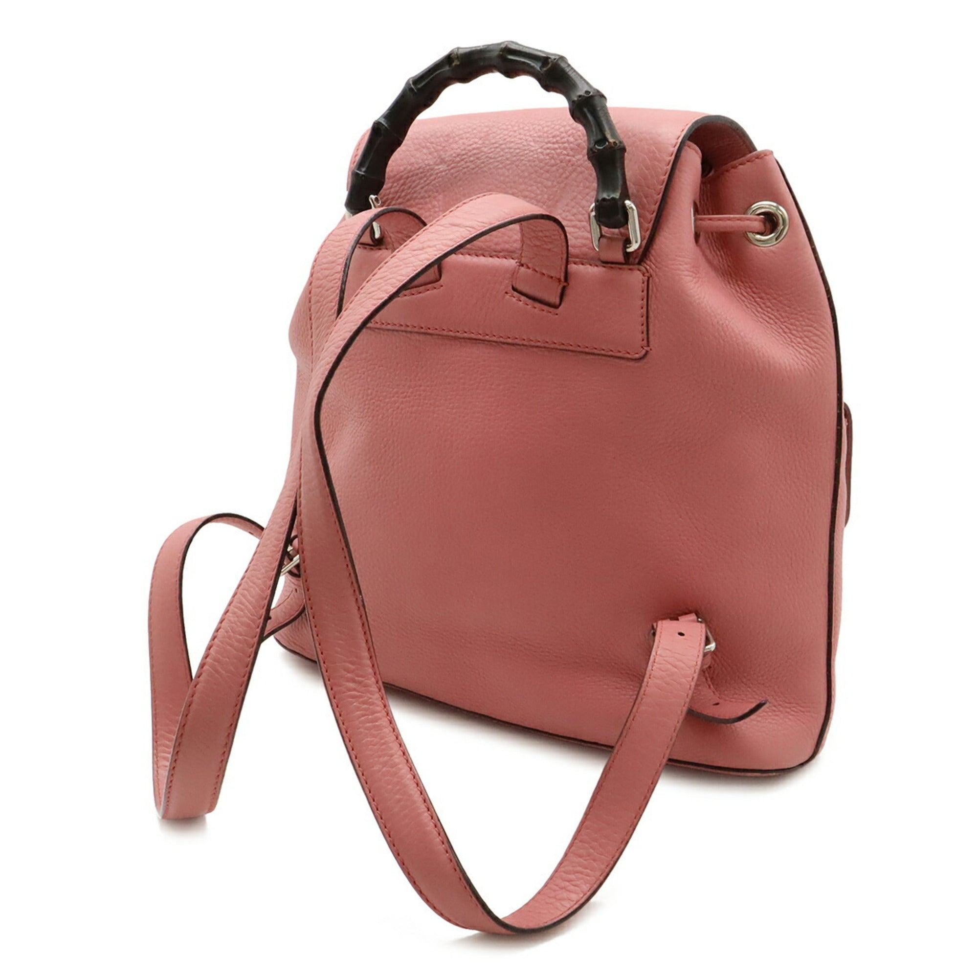 Gucci Pink Yellow Bamboo Backpack Shoulder Bag (Pre-Owned)