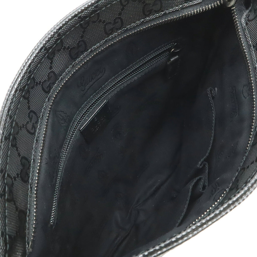Gucci Gg Imprimé Black Coated Canvas Leather Shoulder Bag (Pre-Owned)