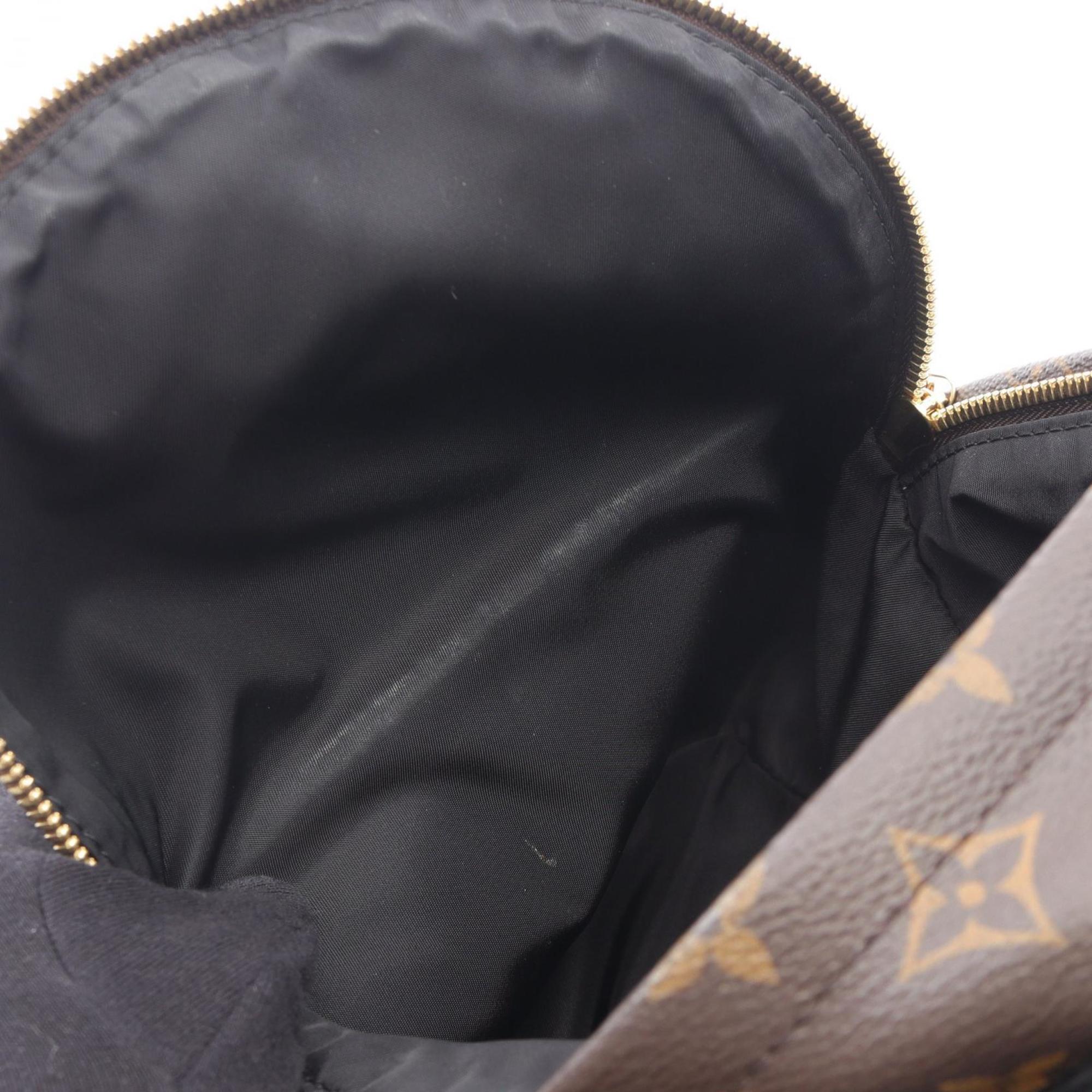 Louis Vuitton Black Brown Coated Canvas Leather Backpack