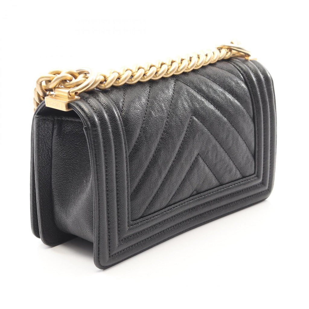 Chanel Black Grained Calfskin Handbag Shoulder Bag