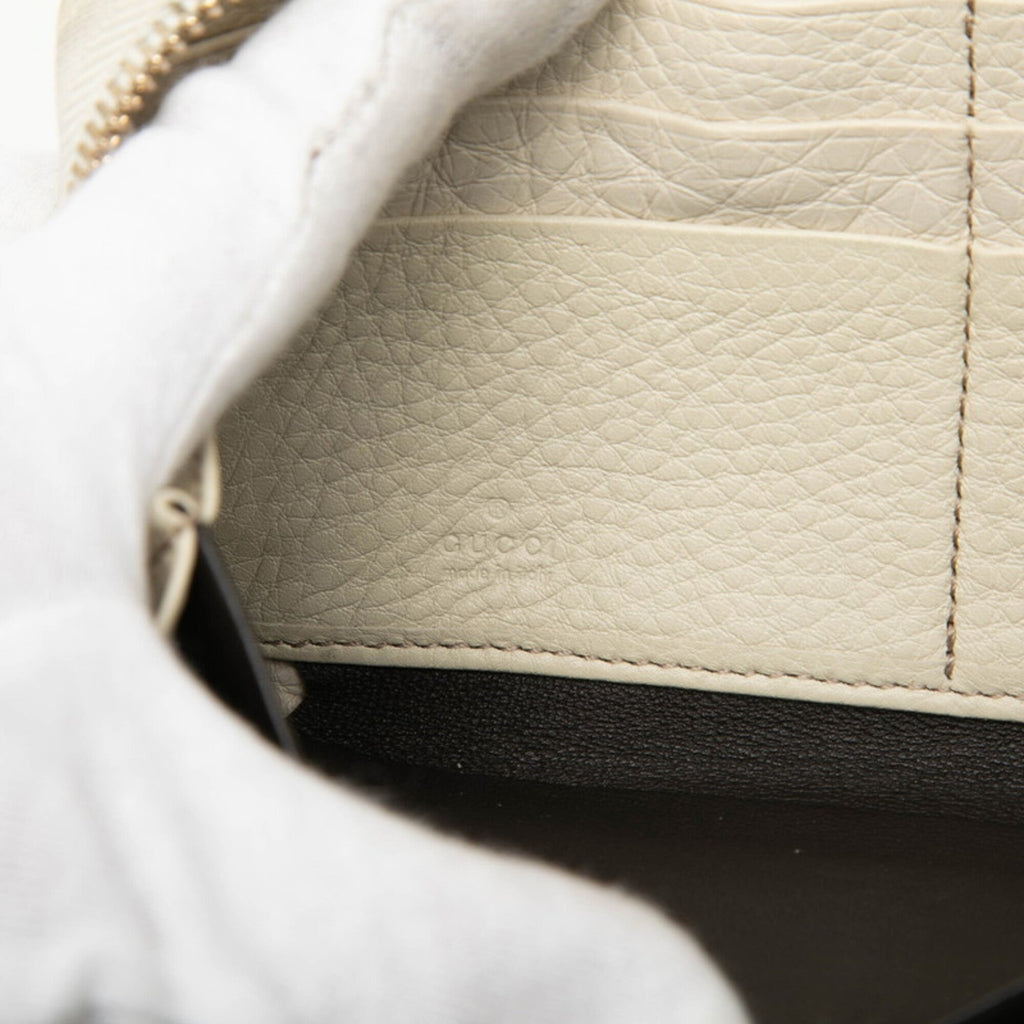 Gucci Beige Leather Long Wallet (Bi-Fold) (Pre-Owned)