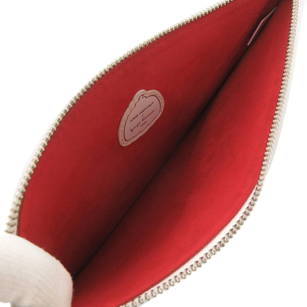 Louis Vuitton Red Color White Leather Pouch
