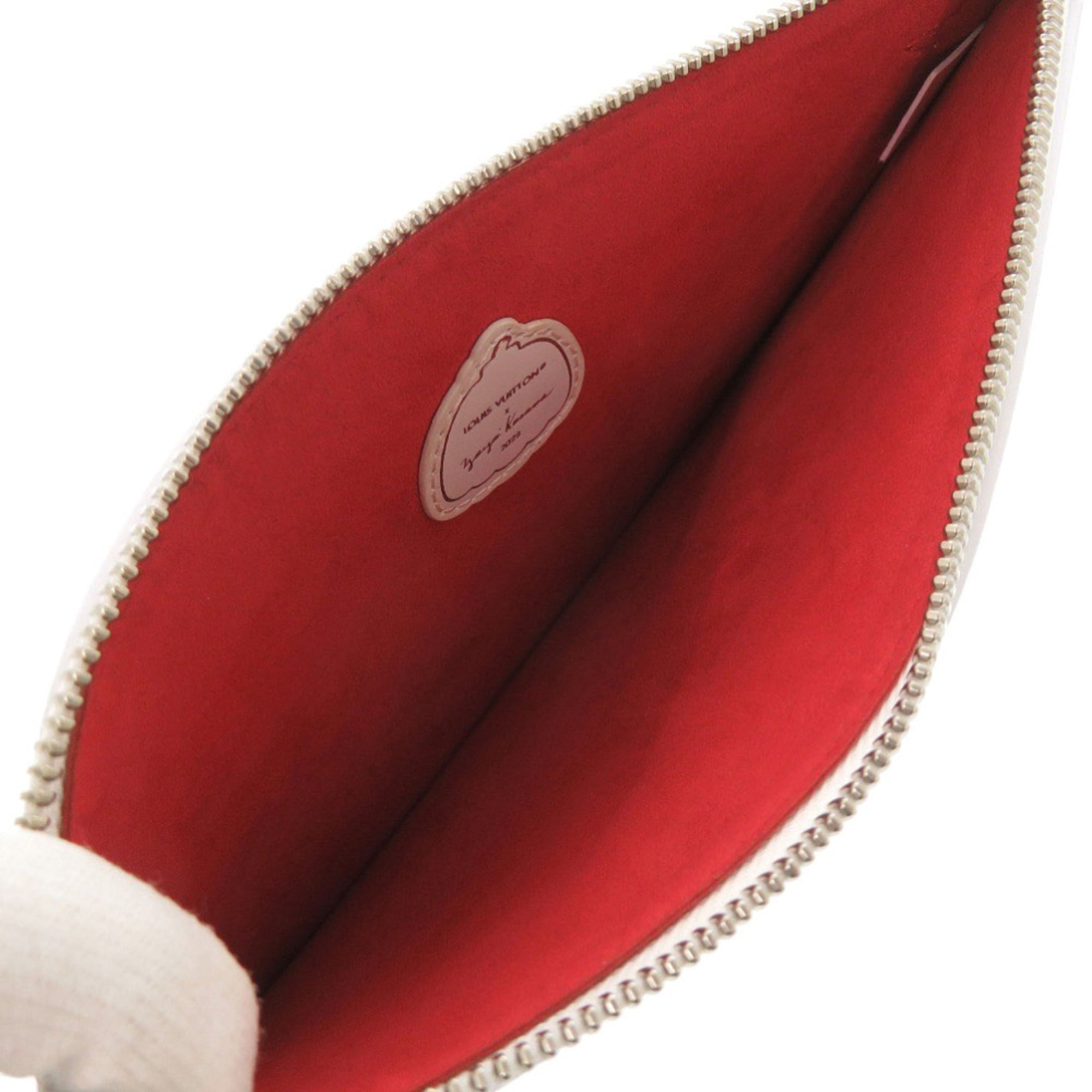 Louis Vuitton Red Color White Leather Pouch