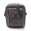 Louis Vuitton Black Brown Coated Canvas Leather Shoulder Bag