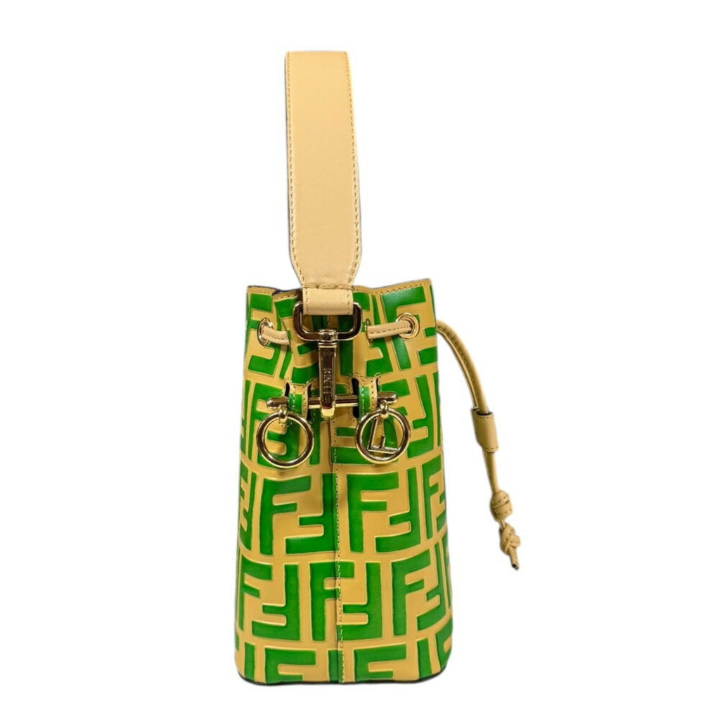 Fendi Beige Green Leather Shoulder Bag