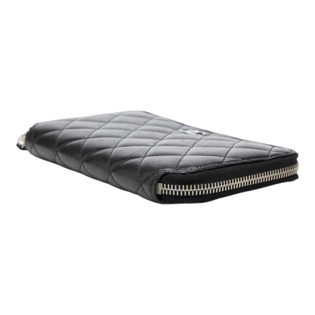 Chanel Matelasse Black Leather Long Wallet (Bi-Fold)