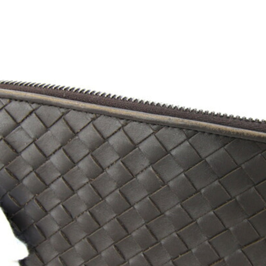 Bottega Veneta Dark Brown Intrecciato Leather Clutch Bag Pouch