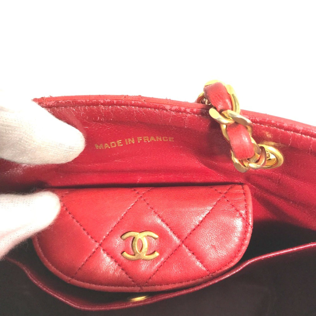 Chanel Red Leather Shoulder Bag