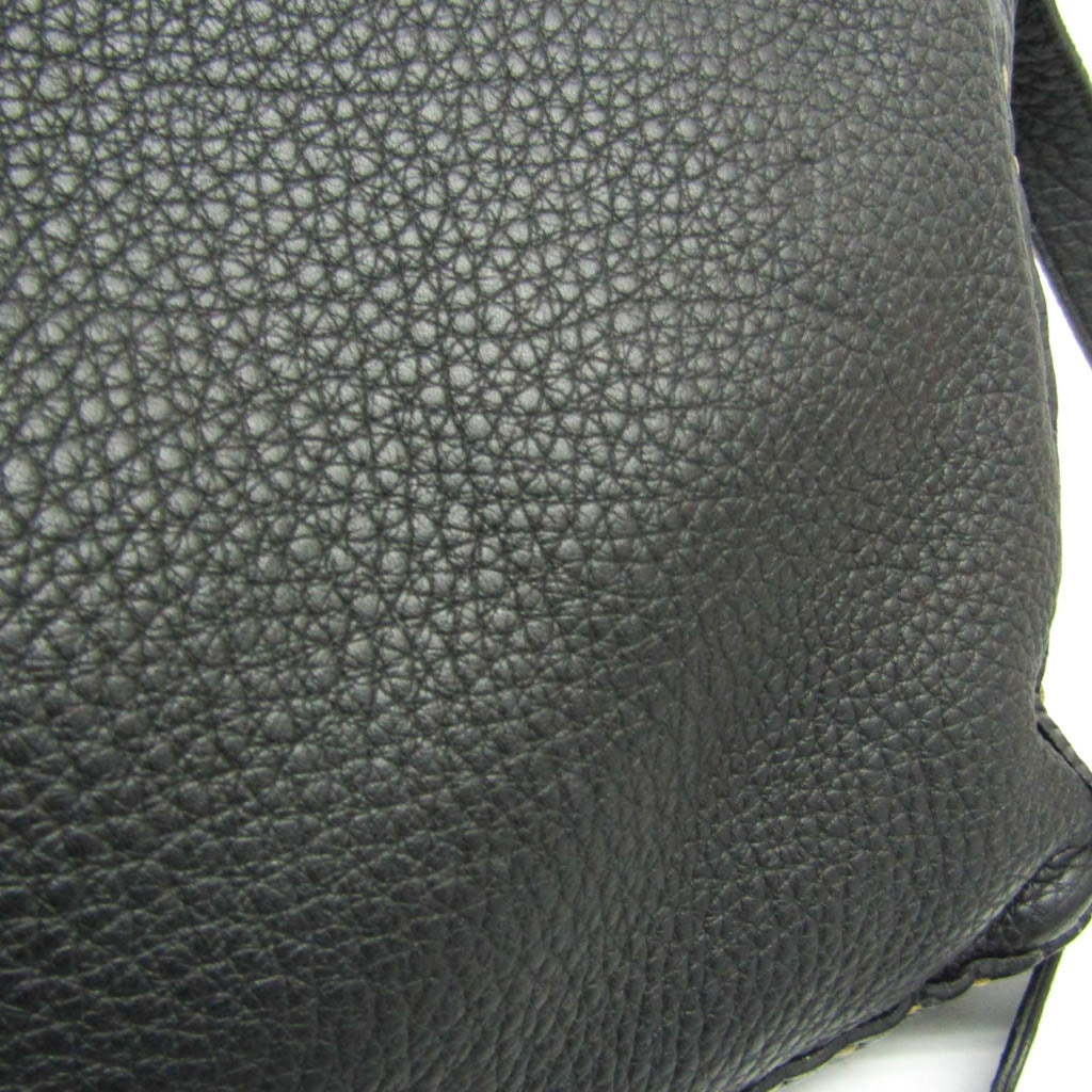 Fendi Selleria Black Leather Messenger Bag Shoulder Bag
