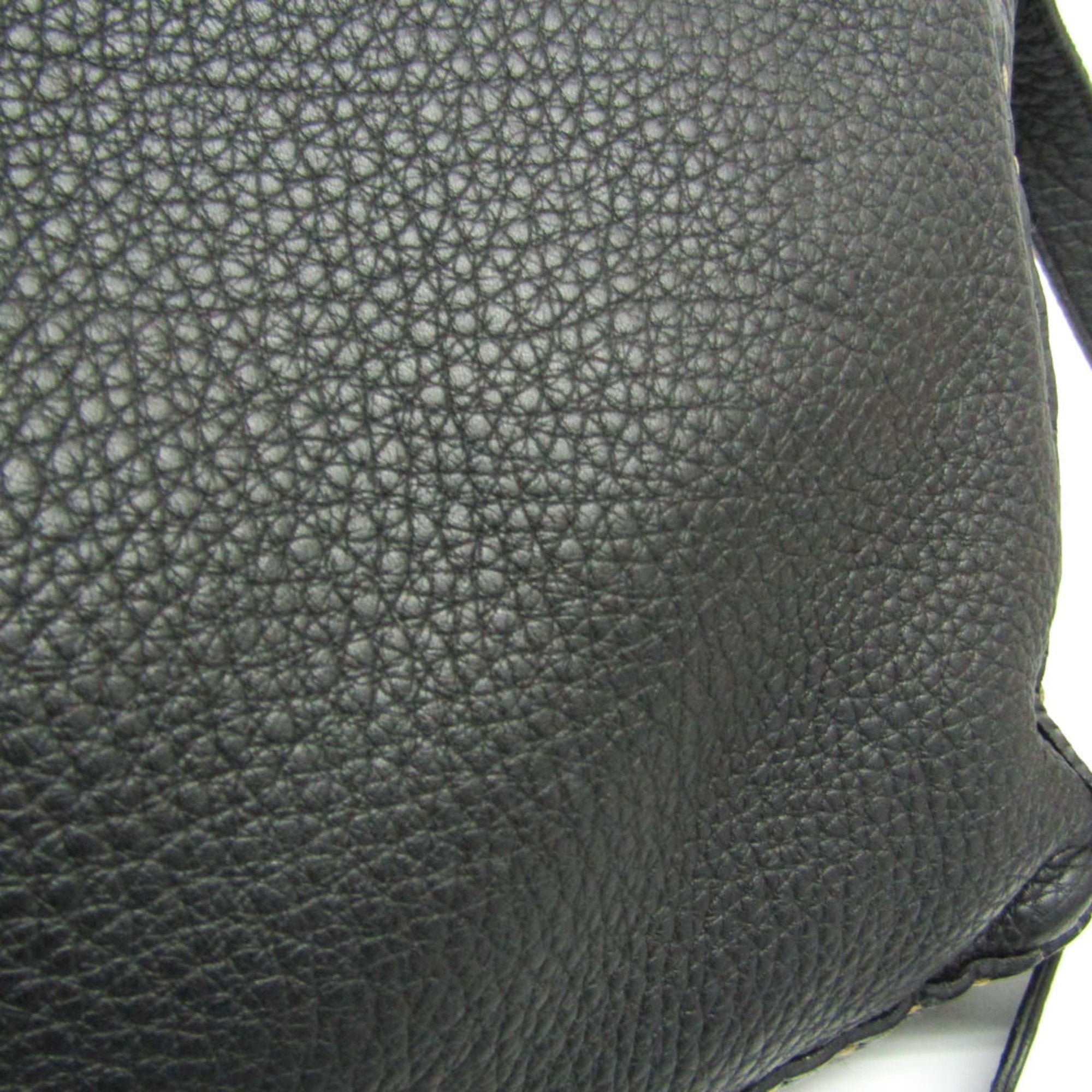 Fendi Selleria Black Leather Messenger Bag Shoulder Bag