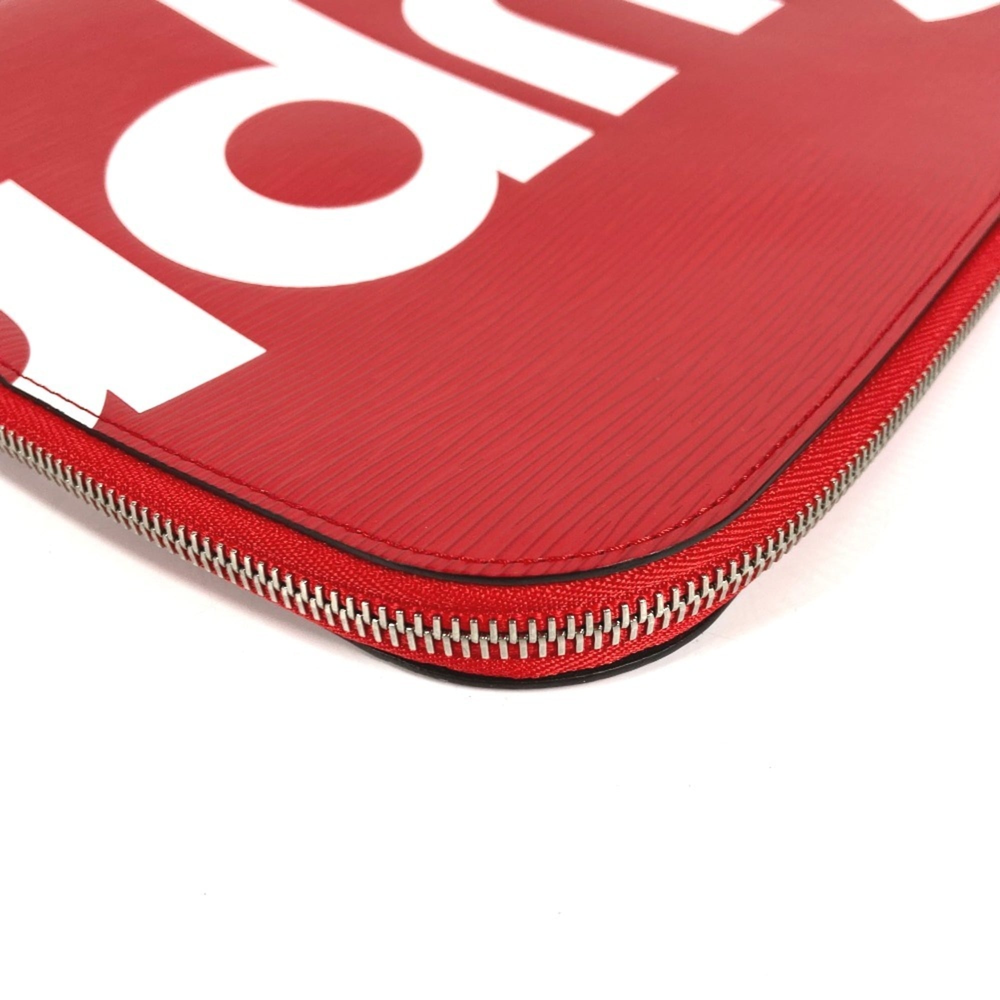 Louis Vuitton Red Color White Epi Leather Clutch Bag Pochette