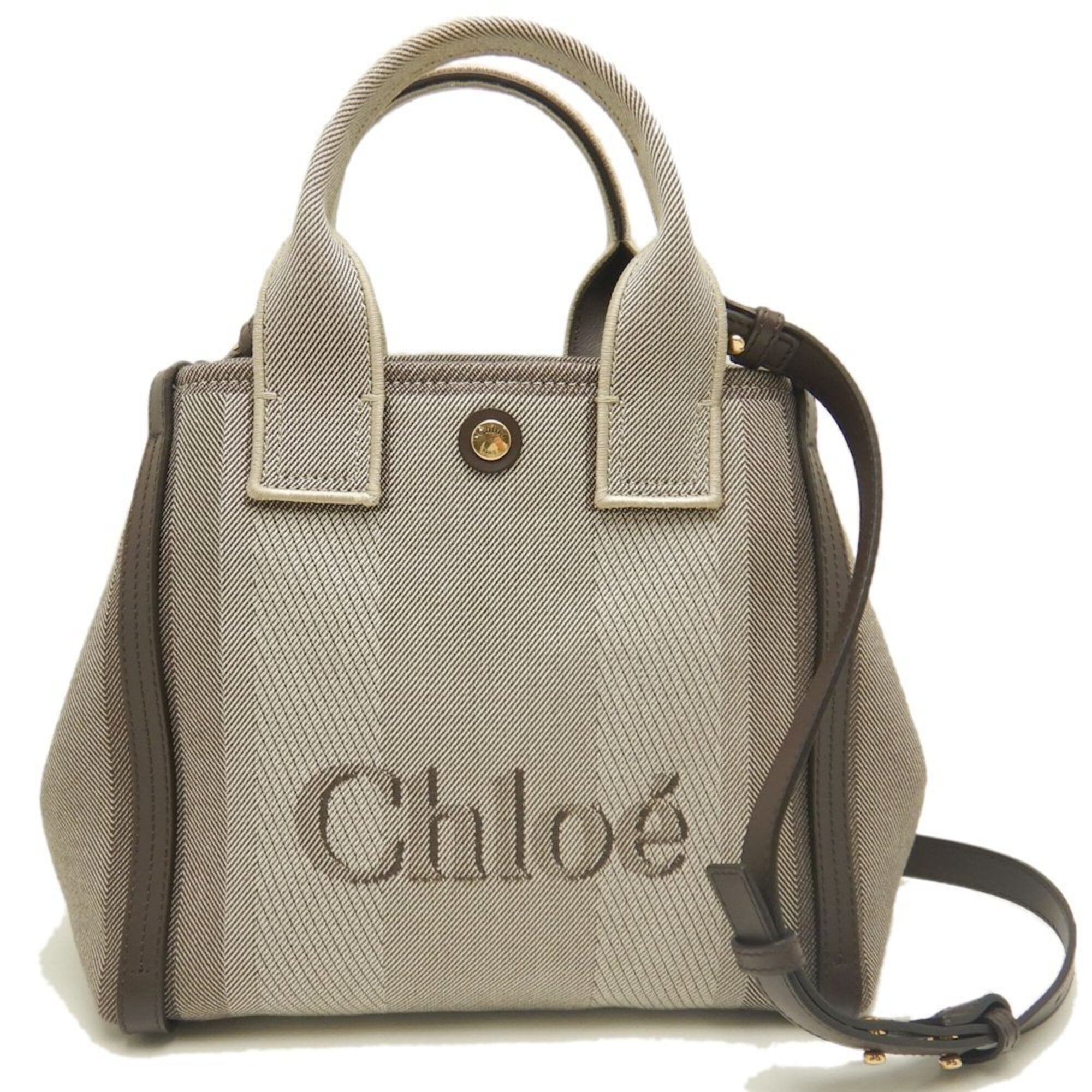 Chloé Brown Canvas Leather Tote Bag (Pre-Owned)