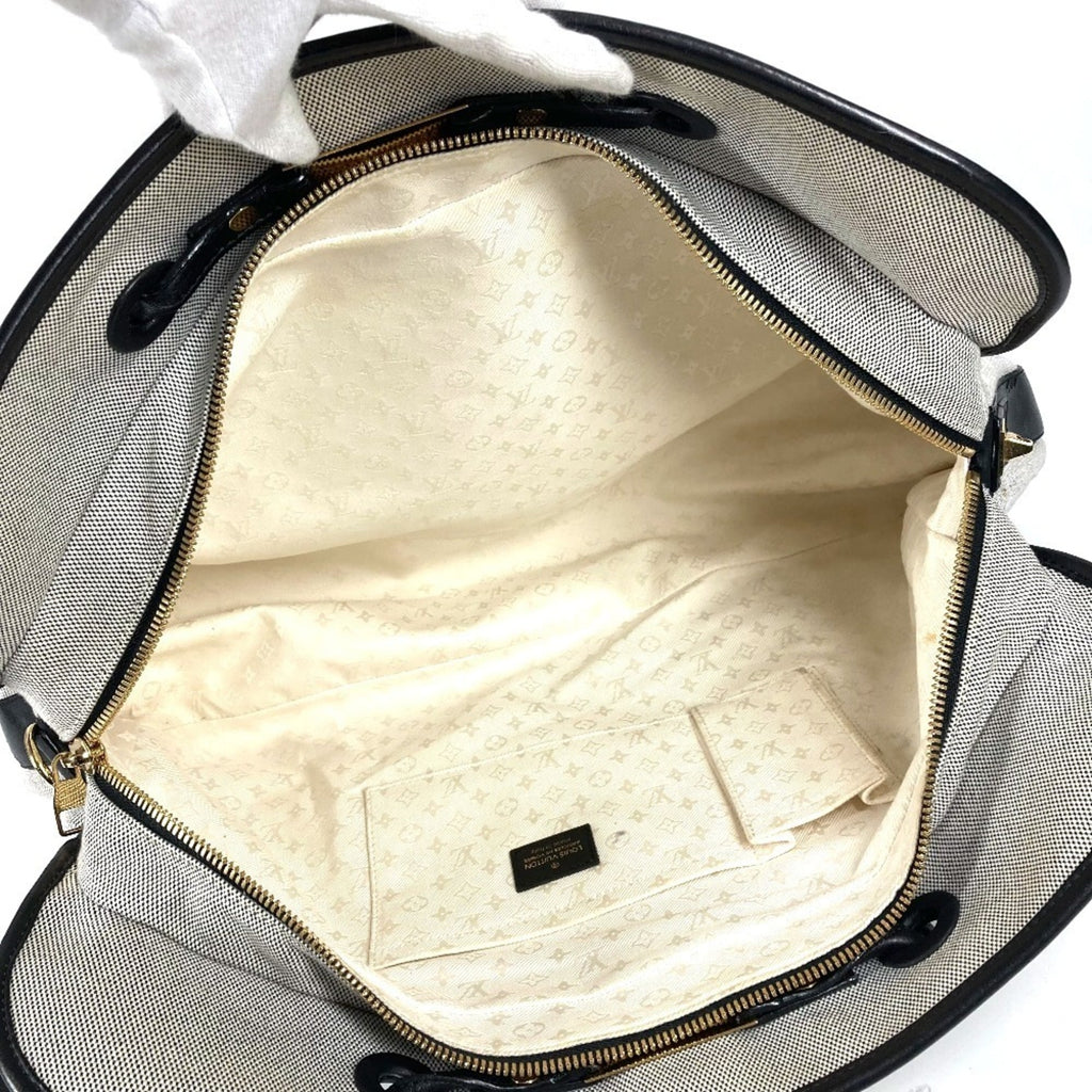 Louis Vuitton Black Galle Yellow Leather Canvas Boston Bag Shoulder Bag Tote Bag