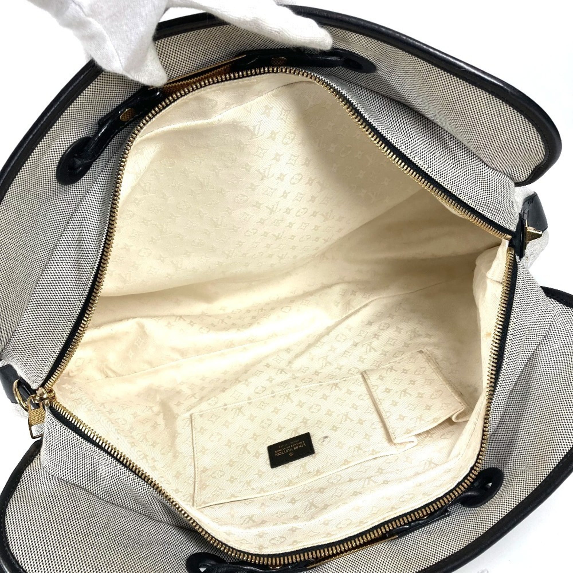 Louis Vuitton Black Galle Yellow Leather Canvas Boston Bag Shoulder Bag Tote Bag