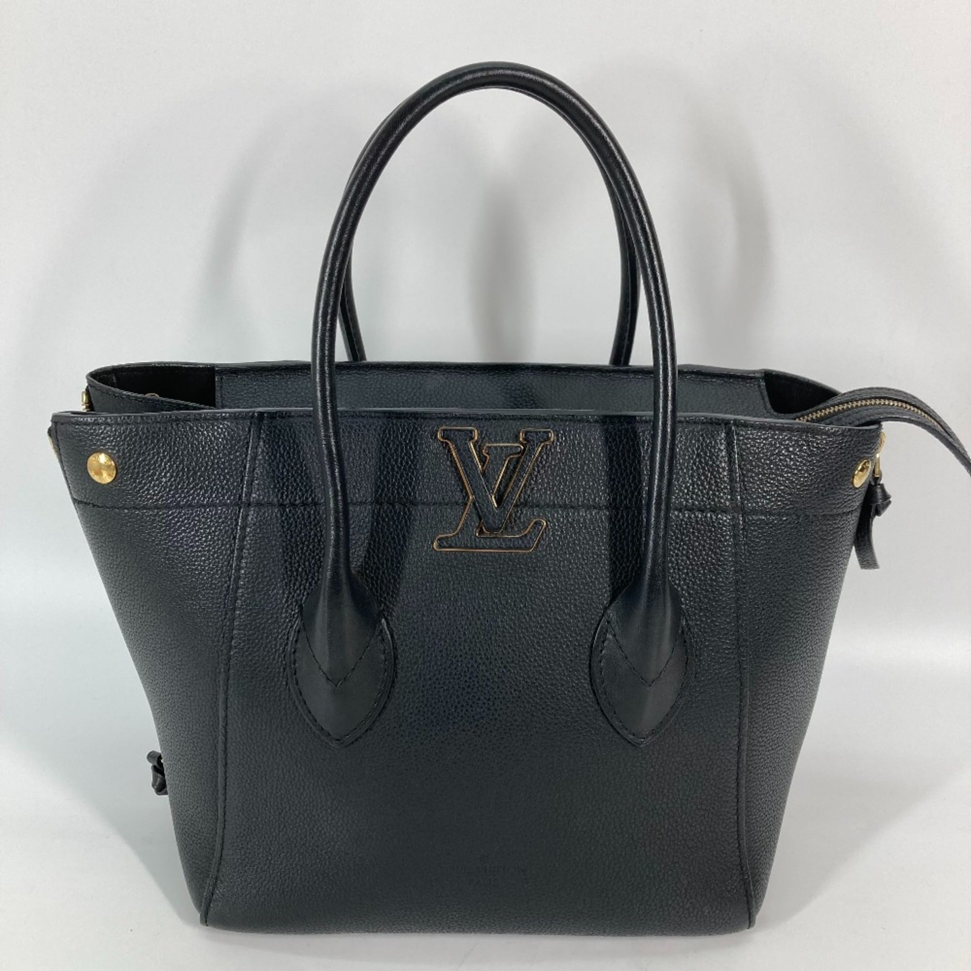 Louis Vuitton Black Noir Leather Handbag Shoulder Bag Tote Bag