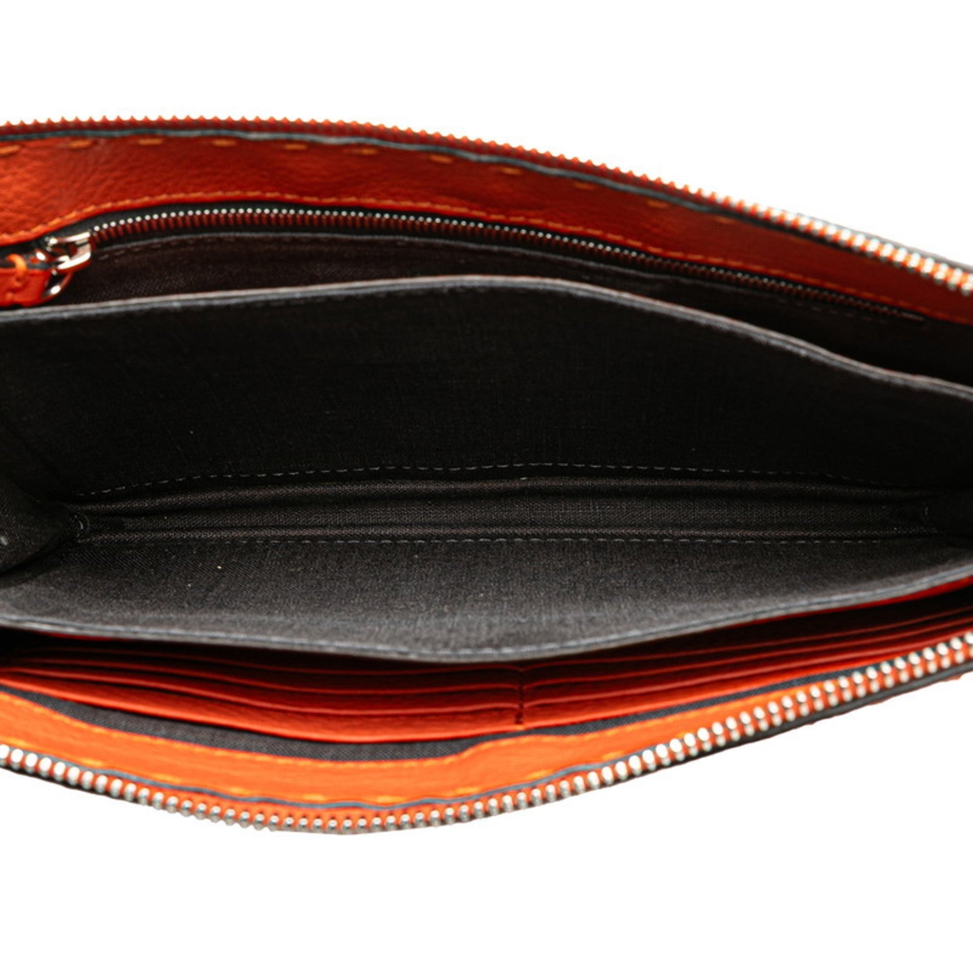 Fendi Orange Leather Clutch Bag
