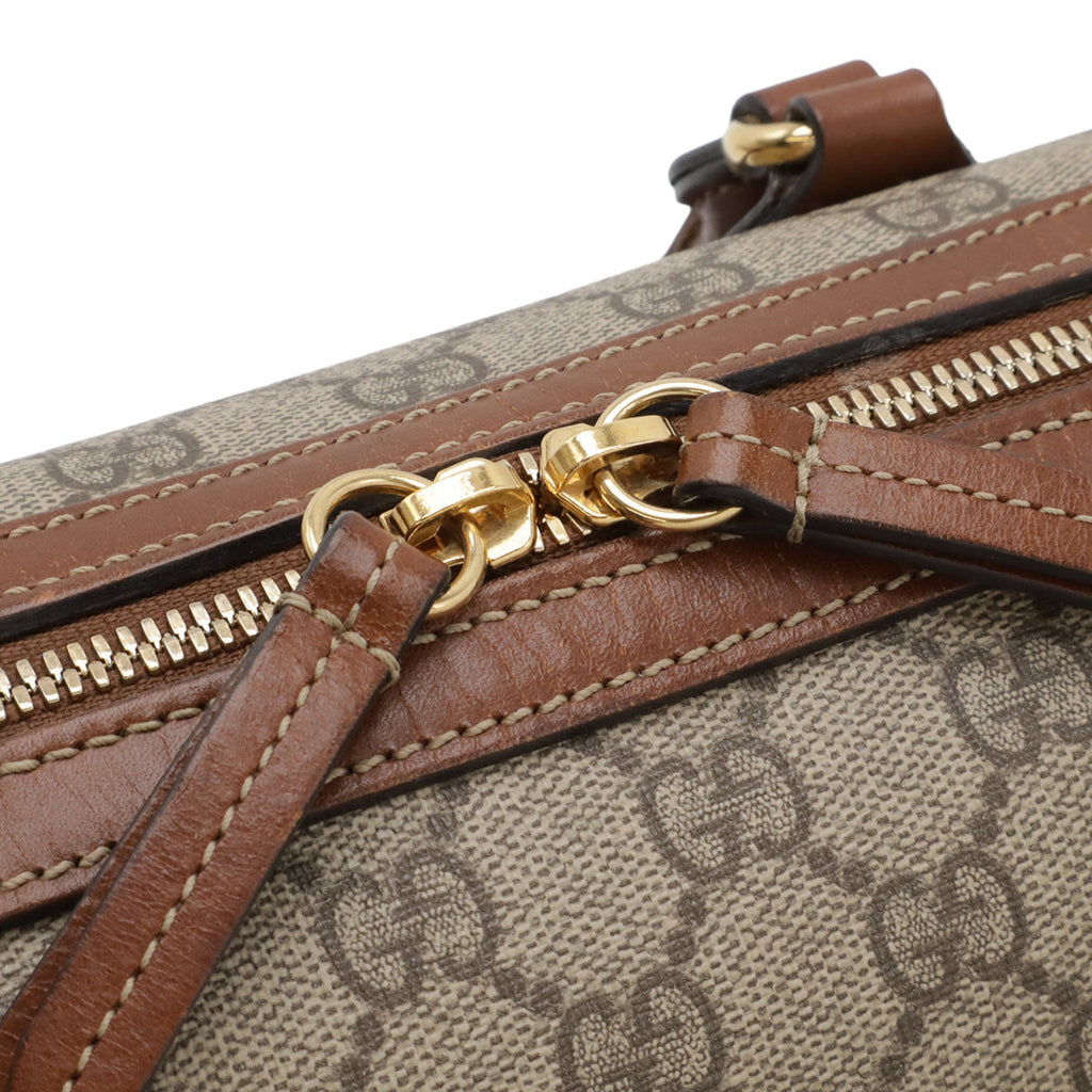 Gucci Beige Brown Gg Supreme Canvas Pvc Coated Canvas Leather Handbag Shoulder Bag (Pre-Owned)